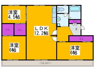 ヴィラナリー狭山8号棟の物件間取画像